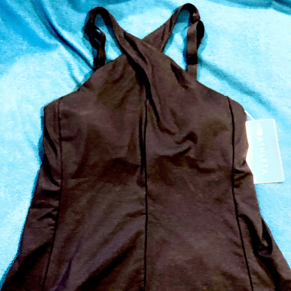 Athleta Crossed Tankini Black L